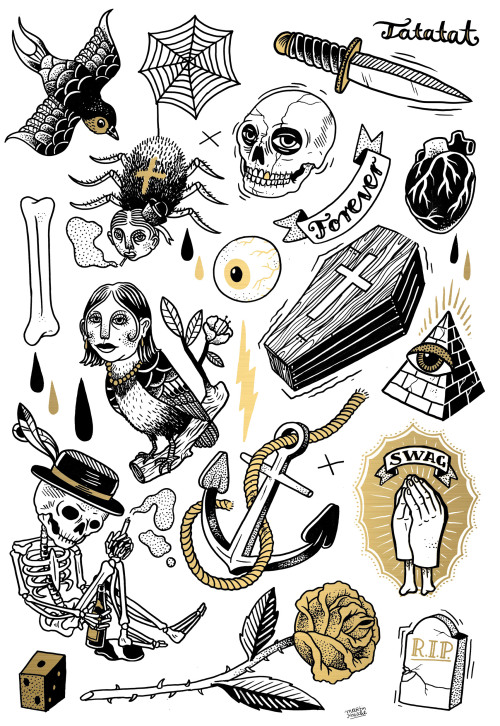 classic tattoo illustrations by martin krusche